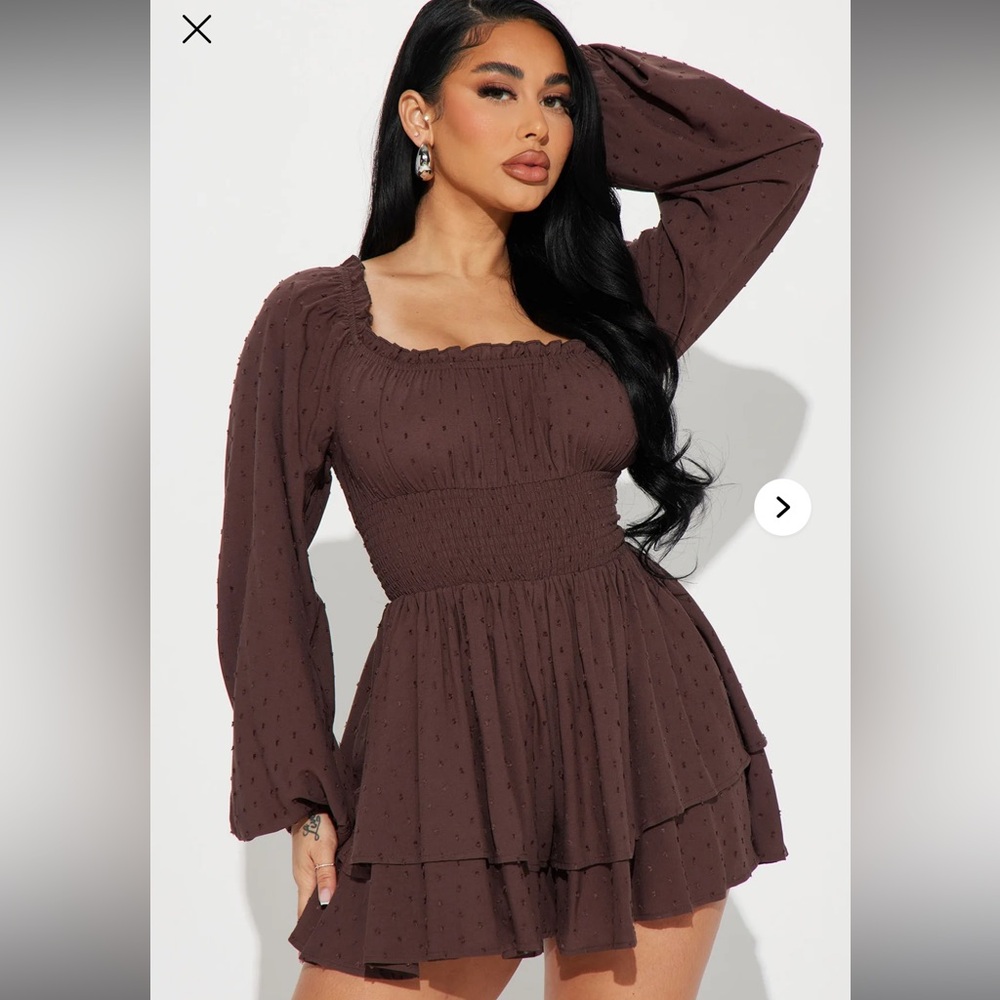 Fashion Nova Chocolate Long Sleeve Romper